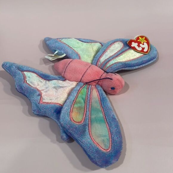 Vintage Ty Beanie Baby Flitter the Pink & Purple Butterfly 1999 EUC NWT 8” long - Picture 3 of 9